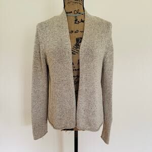 Eileen Fisher Silk Oatmeal Beige Knit Open Cardigan Sweater Sz Medium
